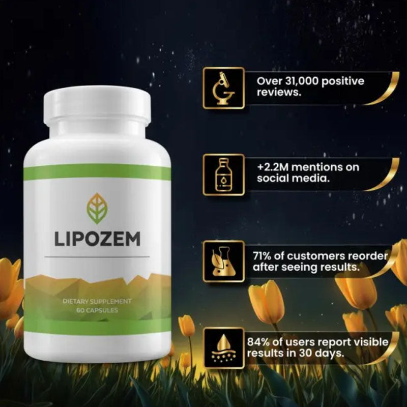 Lipozem - 100% Natural Advanced BHB Formula - 60 Capsules - 2 Capsules per Day - Healthcare Supplement - Gluten-Free Sugar-Free Vegan Non-GMO