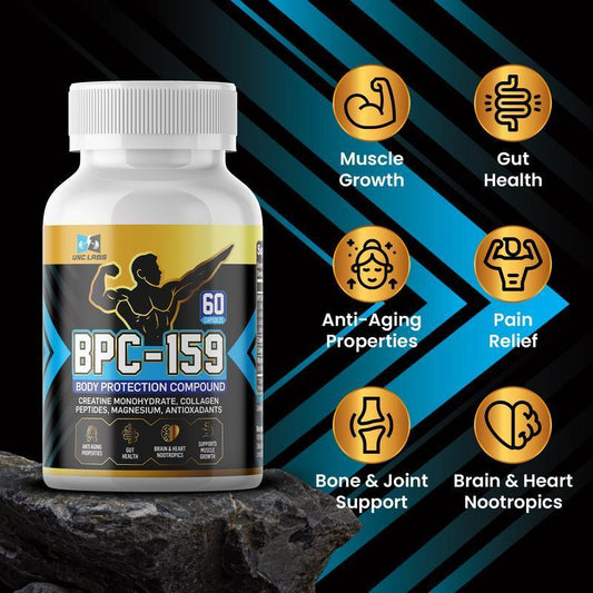 BPC Labs BPC-159 Peptide Capsules - BPC-157 Blend with Creatine Monohydrate Collagen Peptides & Magnesium Gluten Free 60 Capsules