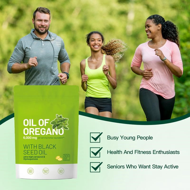 Oil of Oregano with Black Seed Oil 300 Capsules|Natural Antioxidants |Nutritional Support | Highly Effective Botanicals Dietary Healthcare Supplement |Fitness