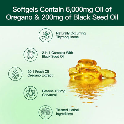 Oil of Oregano with Black Seed Oil 300 Capsules|Natural Antioxidants |Nutritional Support | Highly Effective Botanicals Dietary Healthcare Supplement |Fitness