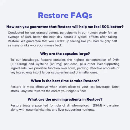 Cheers Restore Alcohol Supplement with DHM & LCysteine 12 Doses 36 ct Wake Up Renewed As Seen on Shark Tank
