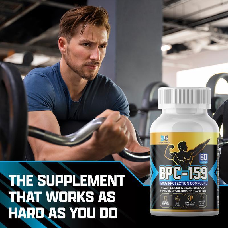 BPC Labs BPC-159 Peptide Capsules - BPC-157 Blend with Creatine Monohydrate Collagen Peptides & Magnesium Gluten Free 60 Capsules