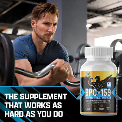 BPC Labs BPC-159 Peptide Capsules - BPC-157 Blend with Creatine Monohydrate Collagen Peptides & Magnesium Gluten Free 60 Capsules