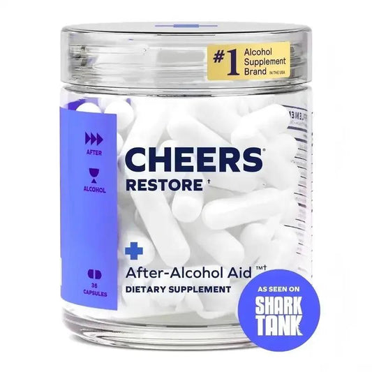Cheers Restore Alcohol Supplement with DHM & LCysteine 12 Doses 36 ct Wake Up Renewed As Seen on Shark Tank